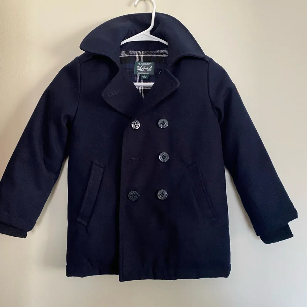 NWOT Woolrich Boys Classic Navy Peacoat - Picture 5 of 7